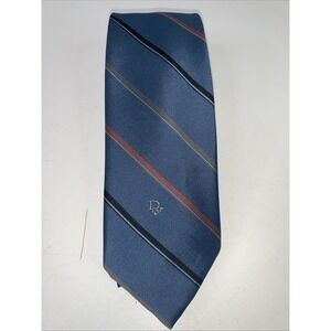 Blue Christian Dior Tie with diagonal stripes red, Grey And Black